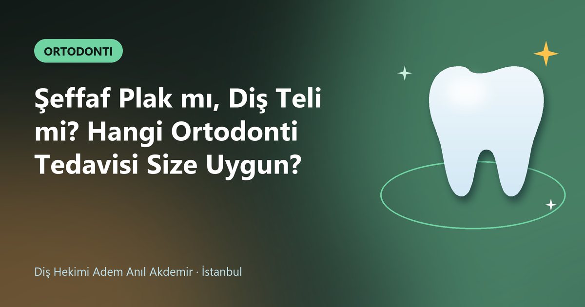 Şeffaf Plak mı, Diş Teli mi? Hangi Ortodonti Tedavisi Size Uygun? – Dt. Adem Anıl Akdemir blog kapak görseli